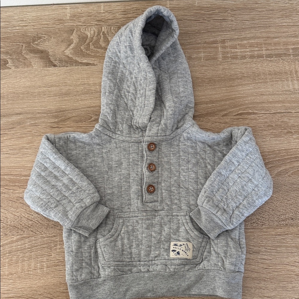 Carter's Gray Quilted Button-Up Hoodie